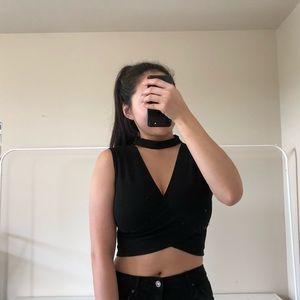 Black choker wrap top